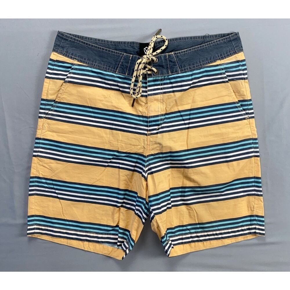 Zanerobe Lightweight Cotton Blend Board Shorts. Orange Stripe, Men's 34. GUC!